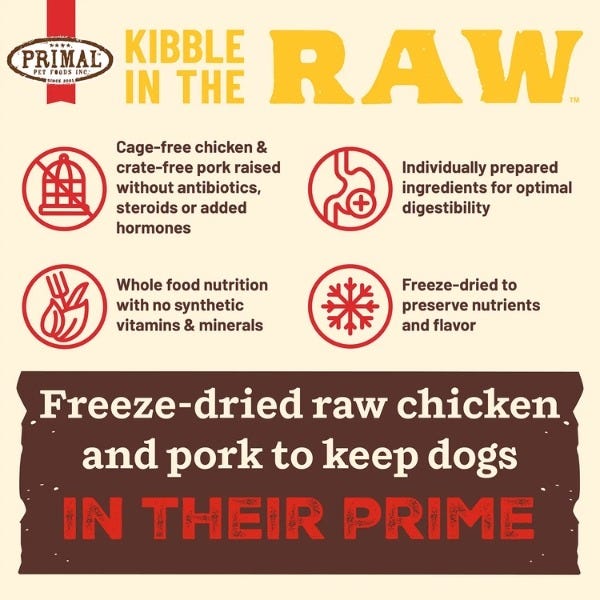 Primal Kibble In The Raw Puppy Food - Chicken & Pork Recipe