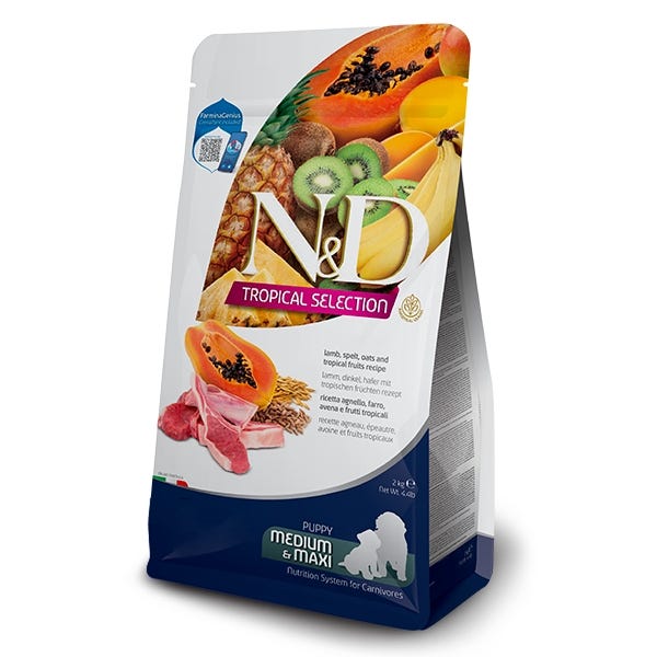 Farmina N&D Tropical Selection - Lamb, Spelt, Oats & Tropical Fruits - Med/Maxi Puppy Dog Food