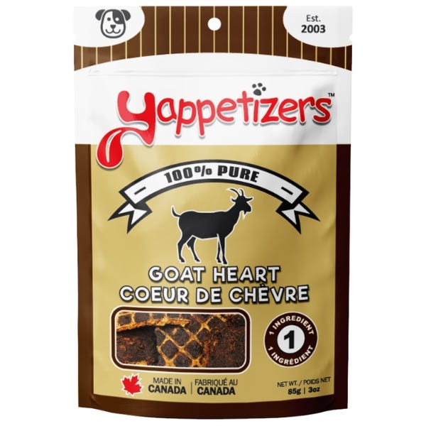 Yappetizers Dehydrated Dog Treats - Goat Heart
