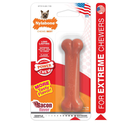 Nylabone Power Chew Bacon Flavoured Durable Dog Chew Toy
