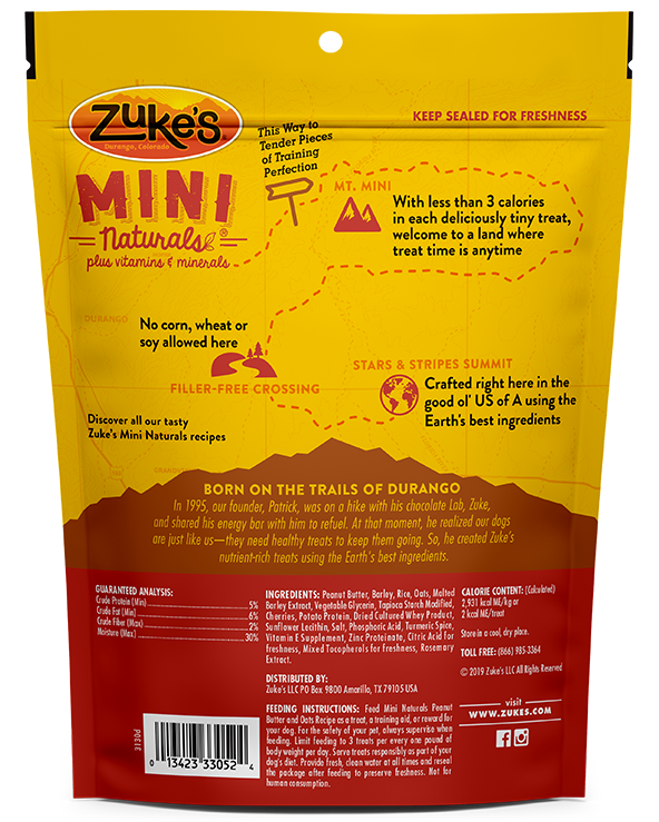 Zuke's Mini Naturals Peanut Butter & Oats Recipe Dog Treats