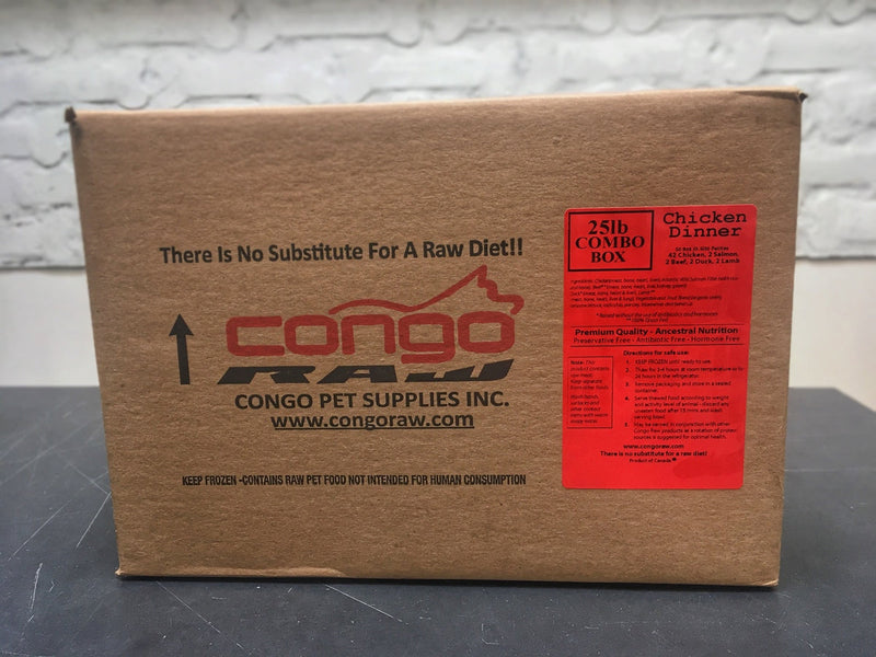 Congo Raw Chicken Combo Box (with Lamb, Beef, Duck, Salmon) - 25LB (8oz patties)