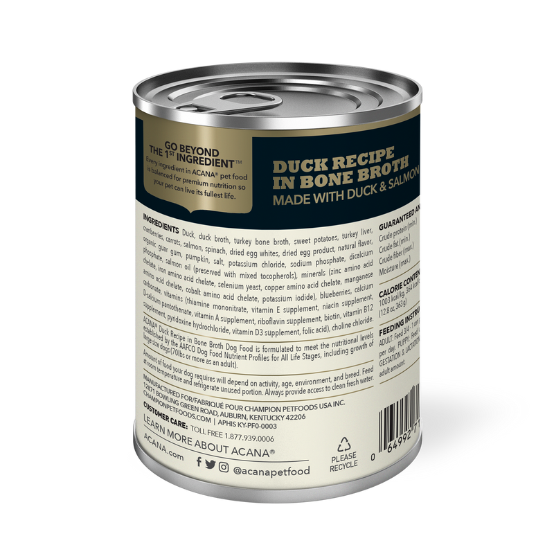 Acana Premium Chunks, Duck Recipe in Bone Broth