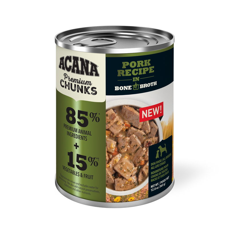 Acana Premium Chunks, Pork Recipe in Bone Broth