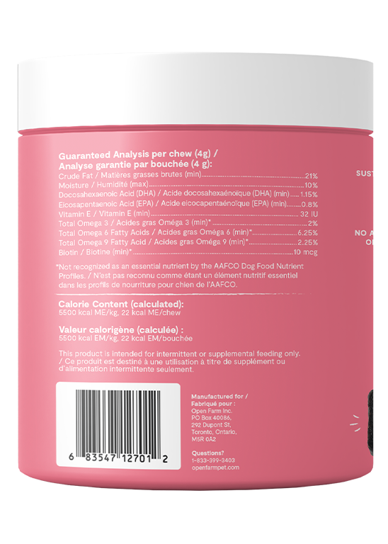Open Farm Skin & Coat Supplement Chews For Dogs