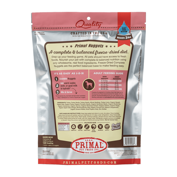 Primal Freeze-Dried Turkey and Sardine Dog Food