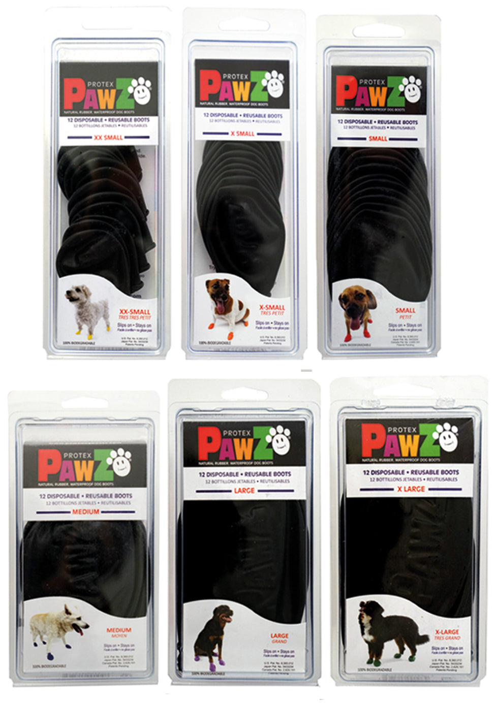 PAWZ Rubber Dog Boots - Black