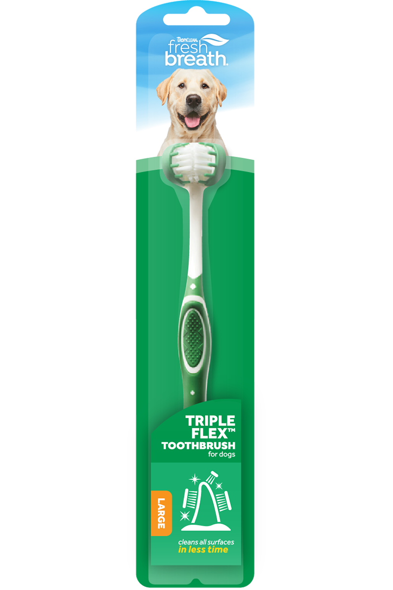 TropiClean Fresh Breath Triple Flex Toothbrush For Large Dogs