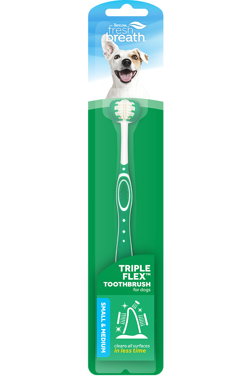 TropiClean Fresh Breath Triple Flex Toothbrush For Small/Medium Dogs