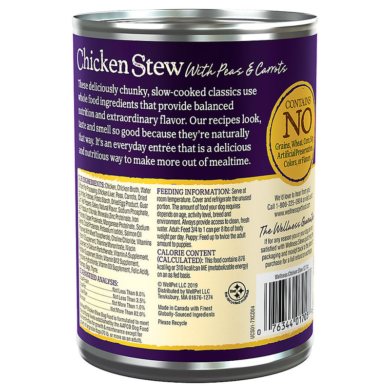 Wellness Chicken Stew with Peas & Carrots Grain-Free Canned Dog Food