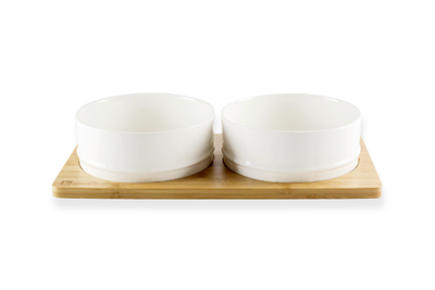 Be One Breed - Bamboo & Ceramic Bowls - White
