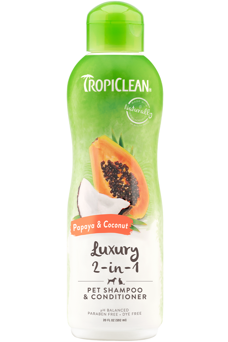 TropiClean Papaya and Coconut 2-in-1 Shampoo and Conditioner For Pets